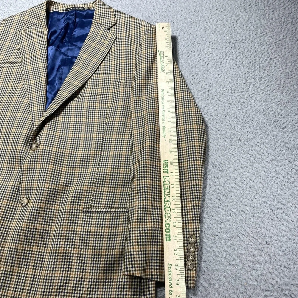 J. Hilburn Sport Coat Mens 44R Beige Check Wool Vitale Barberis Canonico Blazer